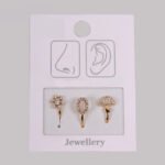Gold Anti Tarnish Nosepin Set with Cubic Zirconia Stones