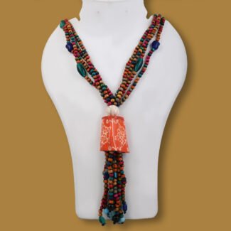 Wooden and Ceramic Beads Statement Necklace