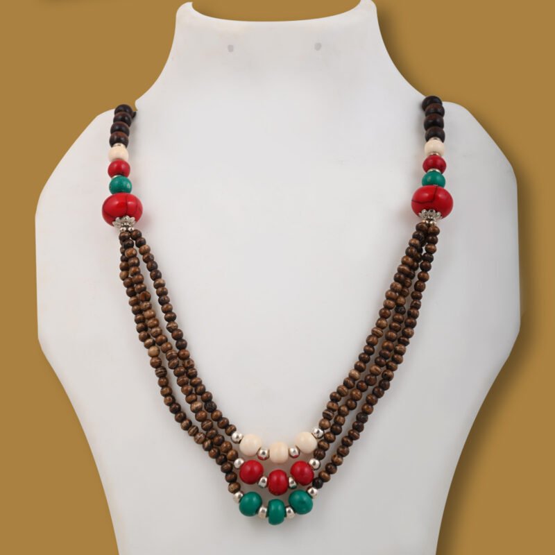 Wooden Beads Statement Necklace