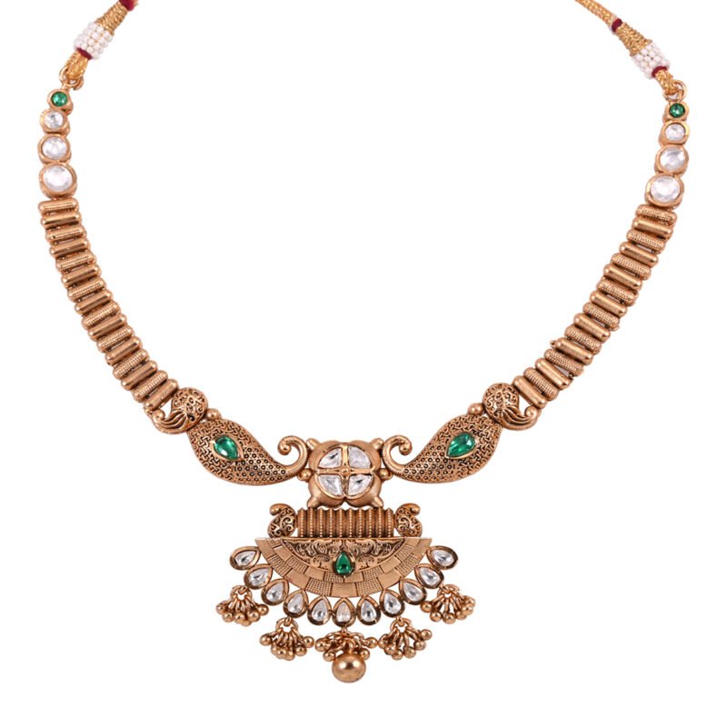 Brass high gold short necklace set