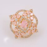 Light Pink Emerald-Cut Cocktail Finger Ring