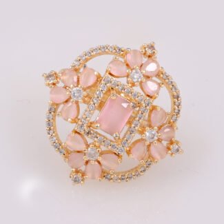Light Pink Emerald-Cut Cocktail Finger Ring