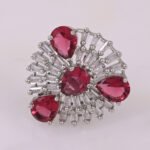 Elegant Ruby & White CZ Cocktail Finger Ring