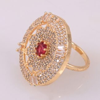 Starburst Ruby & White CZ Cocktail Ring