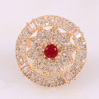 Starburst Ruby & White CZ Cocktail Ring