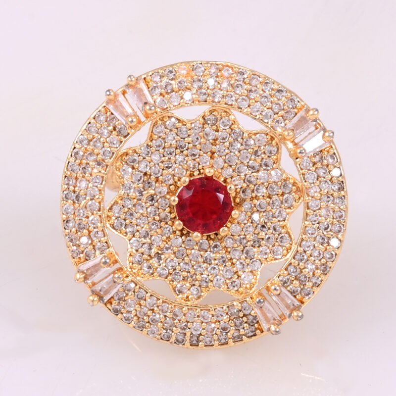 Starburst Ruby & White CZ Cocktail Ring