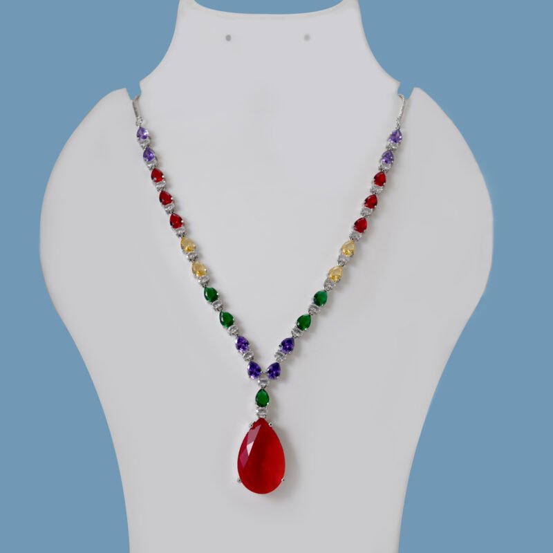 Gorgeous Multi-Colour CZ Necklace Set