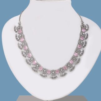 Pink & White CZ Necklace