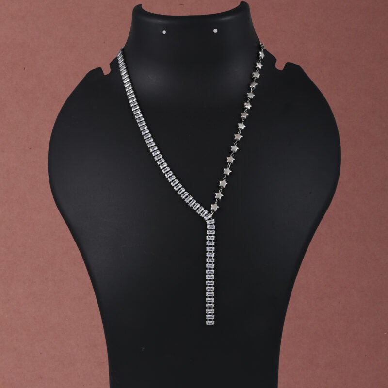 Korean Style Sleek Star & CZ Necklace