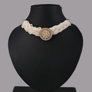 Braided Pearl Mala Choker Set