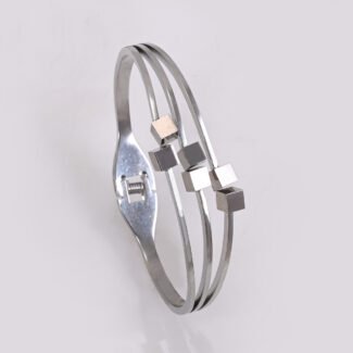 Minimal Silver Cube Anti-Tarnish Bangle