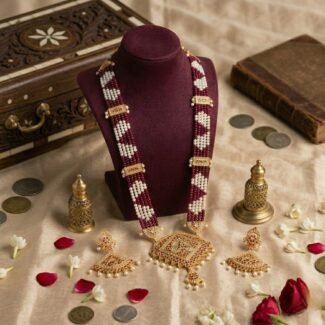 red & white royal jadau set