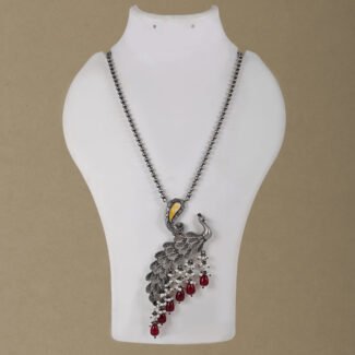 Silver Replica Peacock Necklace Set