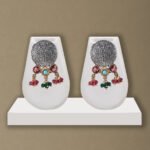 Handcrafted Silver Replica Choker Necklace Set with multicoloured stone embellishments from Khallaq Chand Collection.