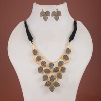 Brass Floral Golden Necklace Set