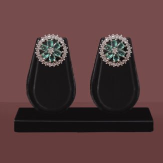 Emerald CZ Floral Stud Earrings