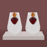 Amber Wine Red CZ Dangler Earrings