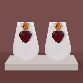 Amber Wine Red CZ Dangler Earrings