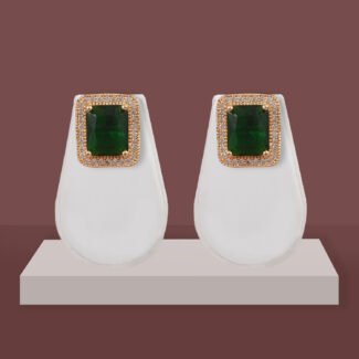 Emerald Green CZ Stud Earrings