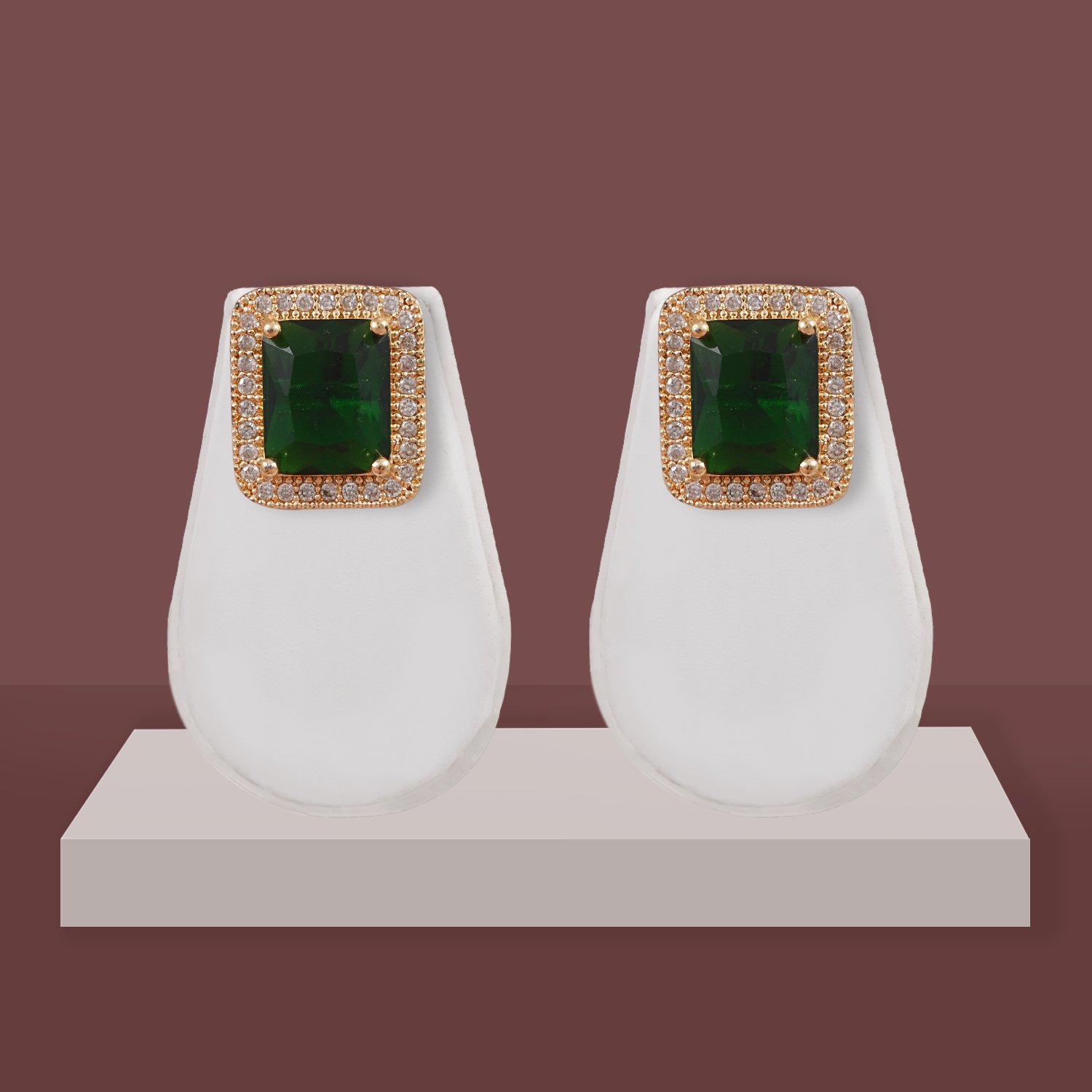 106 Emerald Green CZ Stud Earrings