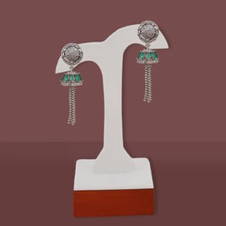Silver CZ Jhumki Dangler Earrings