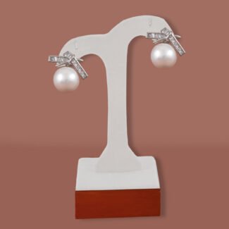 Silver CZ Pearl Stud Earrings