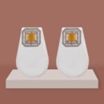 Silver CZ Geometric Stud Earrings