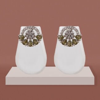 Silver CZ Floral Stud Earrings