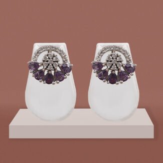 Amethyst Bloom CZ Stud Earrings