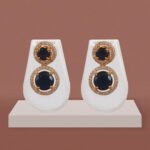 Golden Midnight Blue CZ Dangler Earrings