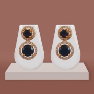 Golden Midnight Blue CZ Dangler Earrings