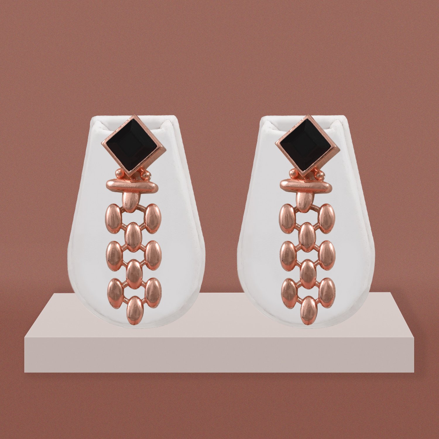 122 Anti-Tarnish Rose Gold Geometric Dangler Earrings