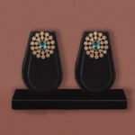 Teal Green CZ Stud Earrings