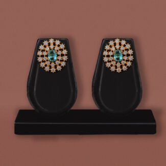 Teal Green CZ Stud Earrings