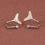 Anti-Tarnish Silver Whale Tail Stud Earrings
