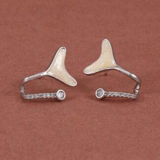 Anti-Tarnish Silver Whale Tail Stud Earrings