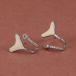 Anti-Tarnish Silver Whale Tail Stud Earrings