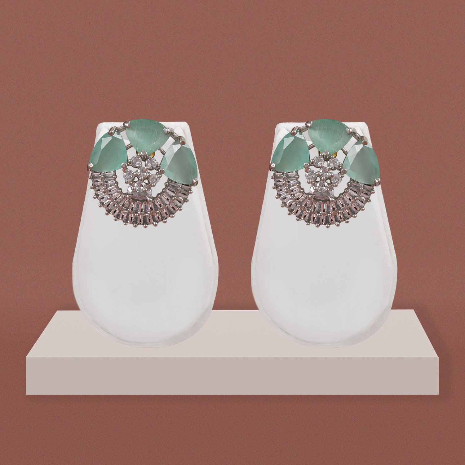 135 Mint Green CZ Stud Earrings