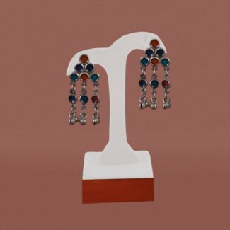 Black Polish Multicolour Dangler Earrings