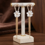 Floral Tassel CZ Dangler Earrings