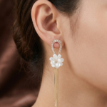 Floral Tassel CZ Dangler Earrings