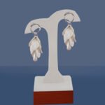 Silver CZ Leaf Pearl Dangler Earrings