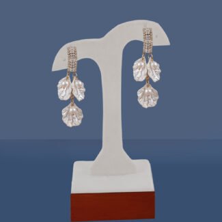 Pearl Bloom CZ Dangler Earrings