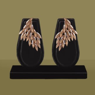 Korean Crystal Leaf Statement Earrings