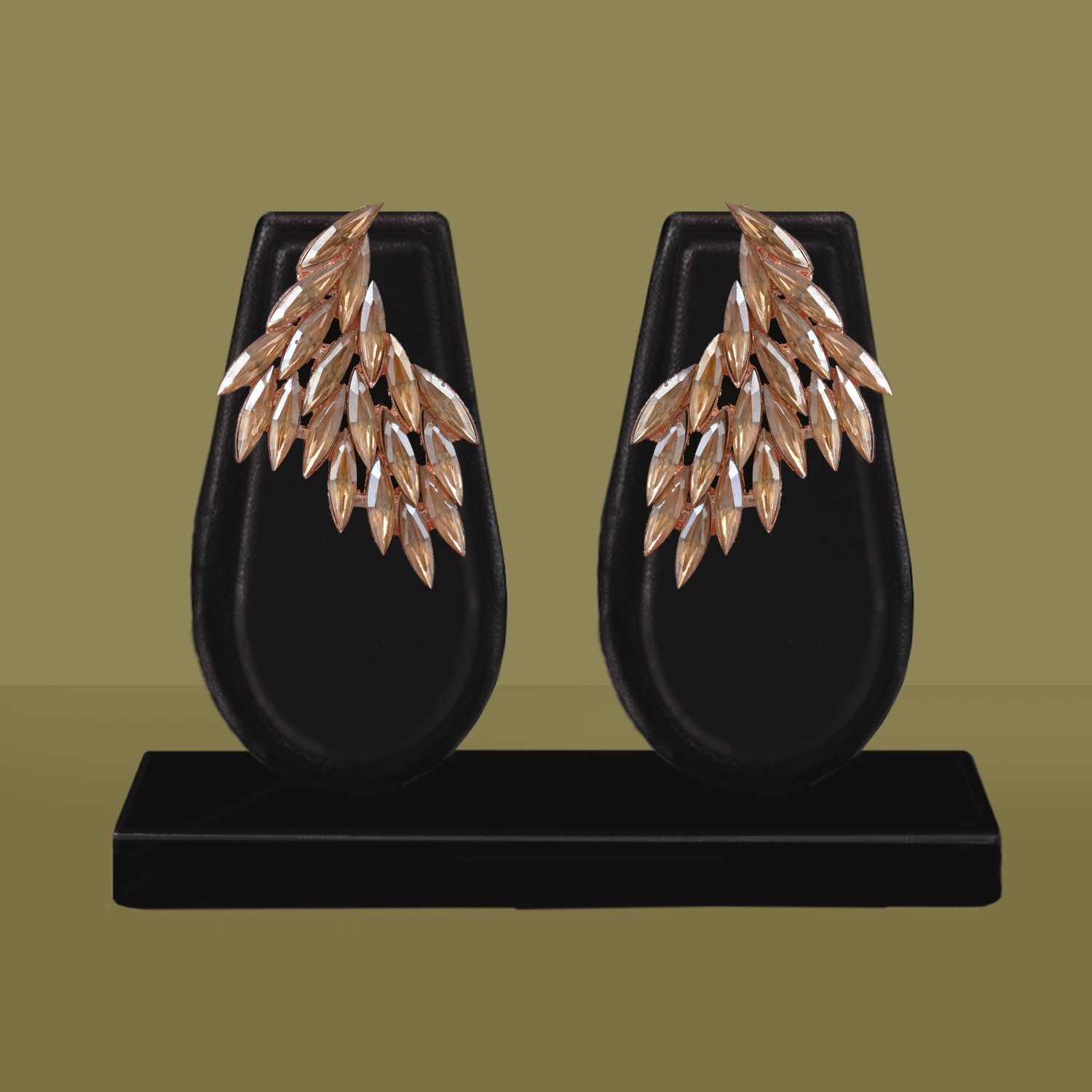 72 Korean Crystal Leaf Statement Earrings