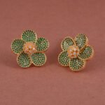 Floral CZ Stud Earrings