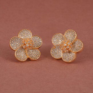 Floral CZ Stud Earrings