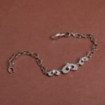 Saadgi anti tarnish silver heart bracelet for women with crystal heart motifs and adjustable chain by Khallaq.