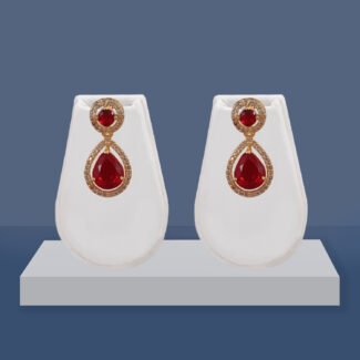 Ruby Red CZ Dangler Earrings