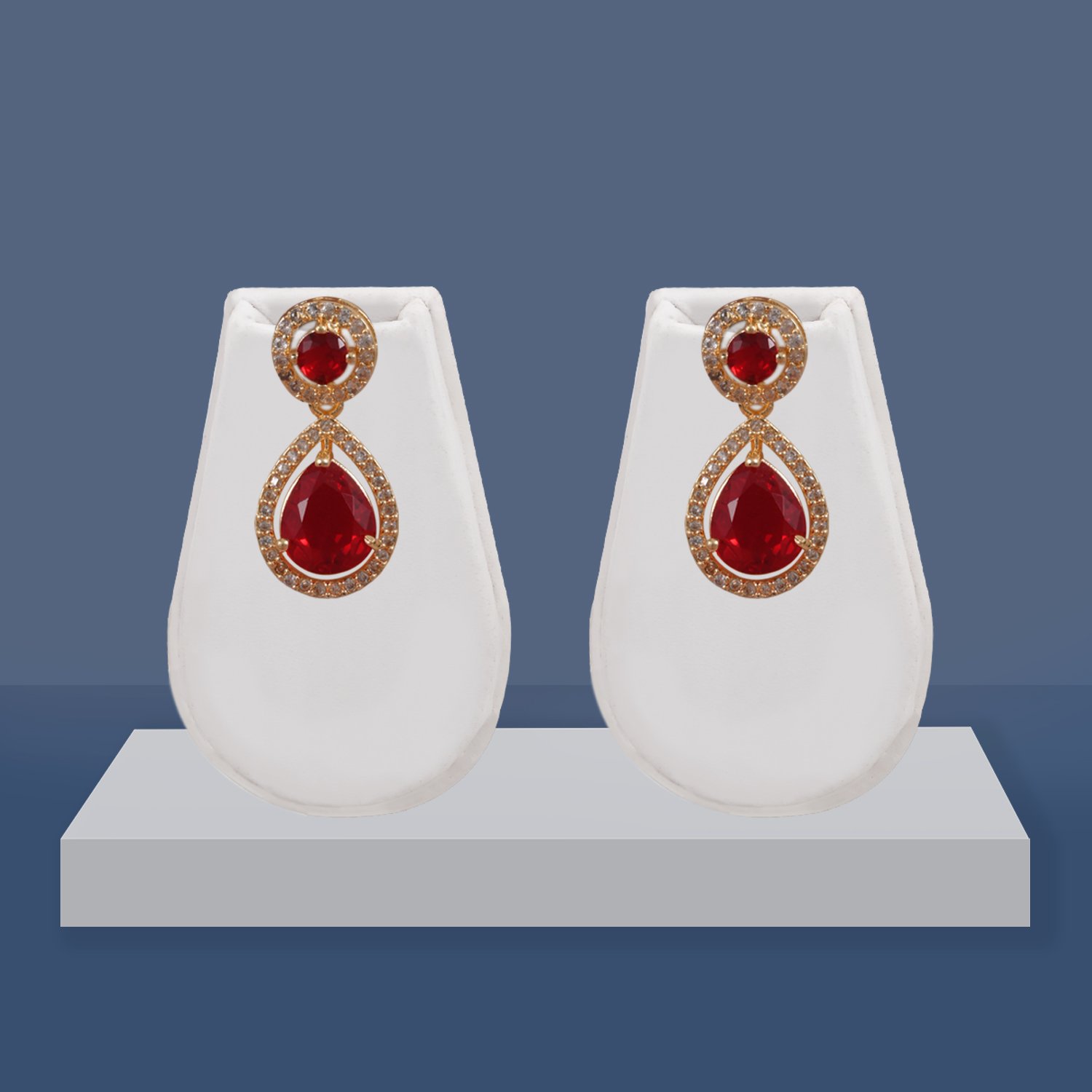 99 Ruby Red CZ Dangler Earrings